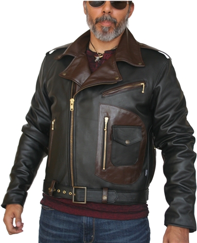 Vintage 40s Horsehide Leather Jacket Mens 44 Motorcycle D pocket